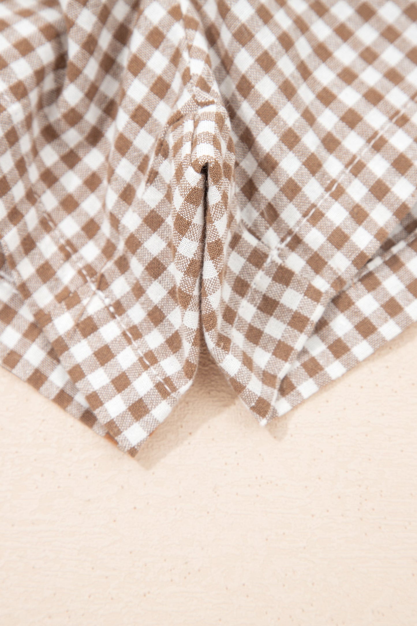 Khaki Contrast Trim Plaid Print Plus Size Shorts